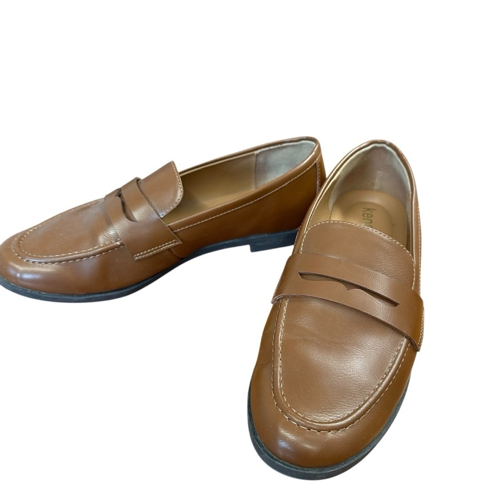 Kensie Gitty cognac brown penny loafer faux leather Size 10